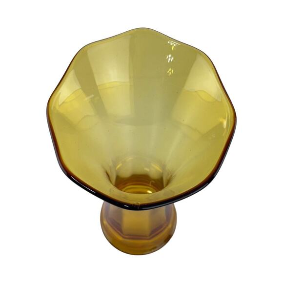 Vintage Amber Glass Swung Vase 9" Mid Century Modern Art Glass Home Decor - Picture 16 of 16